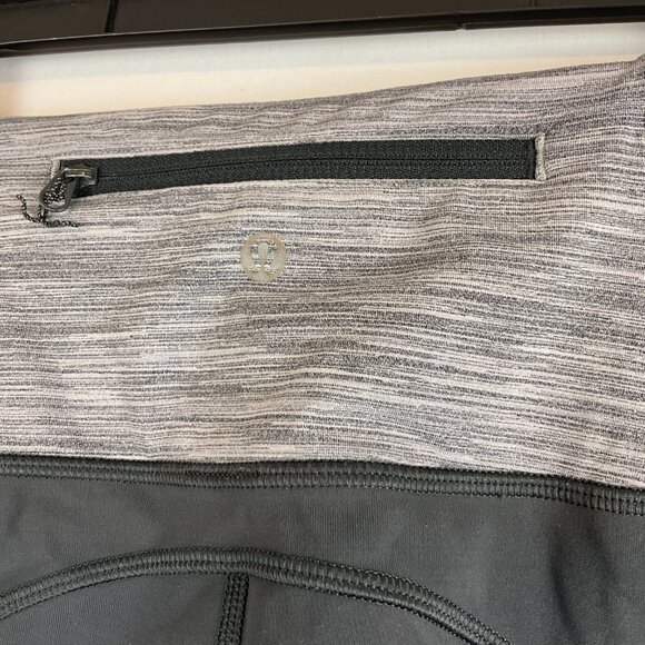Lululemon Leggings 6 Gray Heather Space Dye Mesh Details Zipper Pocket - Picture 11 of 12